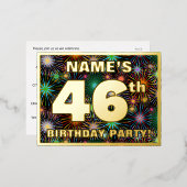 第46回バースデーはっきりしたパーティーカラフル, Fireworks Look 箔招待状ポストカード (正面/裏面)