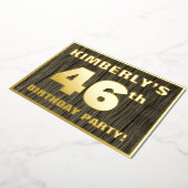 第46回バースデーパーティーはっきりした:,木目フェイク模様 箔招待状 (回転した状態)