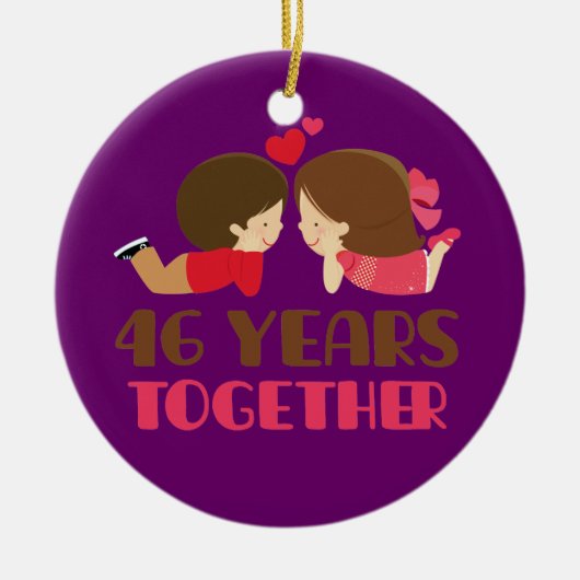 第46彼女のための結婚記念日のギフト セラミックオーナメント (正面)
