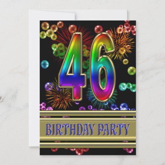 第46泡を持つ誕生日のパーティの招待状 招待状 (正面)