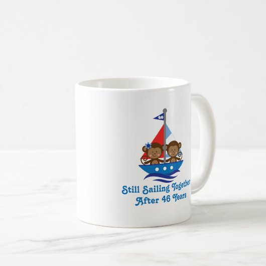 第46結婚記念日猿のためのギフト コーヒーマグカップ (正面右)