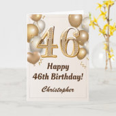 第46誕生日金ゴールドバルーンと紙吹雪誕生日 カード (黄色い花)