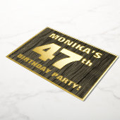 第47回バースデーパーティーはっきりした:,木目フェイク模様 箔招待状 (回転した状態)