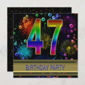 第47回バースデーパーティー招待(バブル付き) 招待状 (正面/裏面)