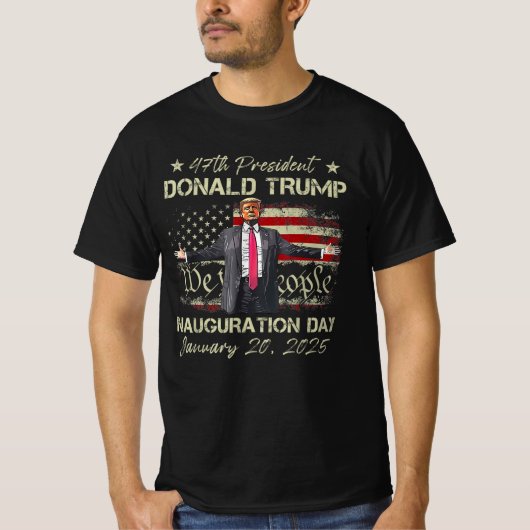 第47回大統領ドナルド・トランプ就任式の日2025 Tシャツ (正面)
