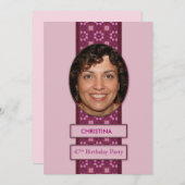 第47回誕生日パーティーの招待写真と名前 招待状 (正面/裏面)