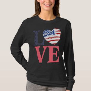 第47月4日愛国愛アメリカ国旗のハート Tシャツ