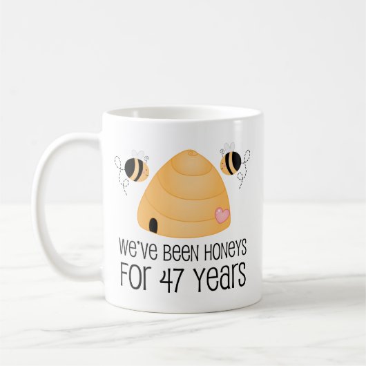 第47記念日のカップルのギフト コーヒーマグカップ (左)