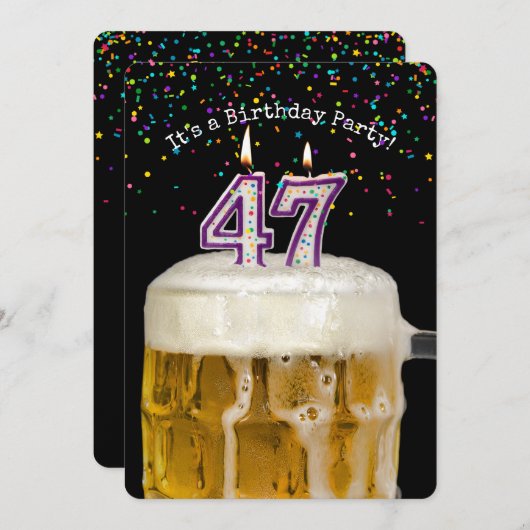 第47誕生日キャンドルパーティの招待状 招待状 (正面/裏面)