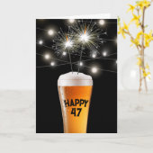 第47誕生日スパーカー入りビールグラス カード (黄色い花)