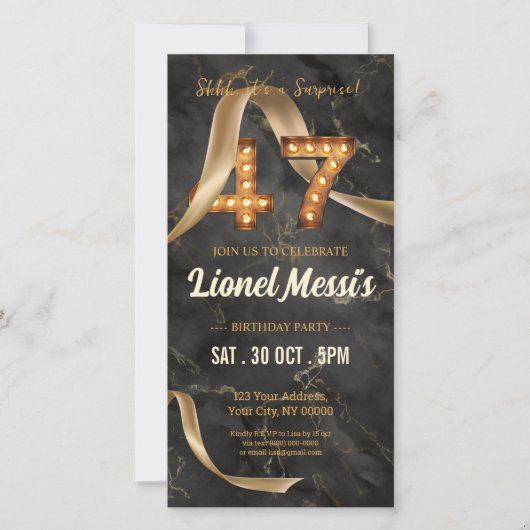 第47誕生日モバイル招待状 案内状 (正面)