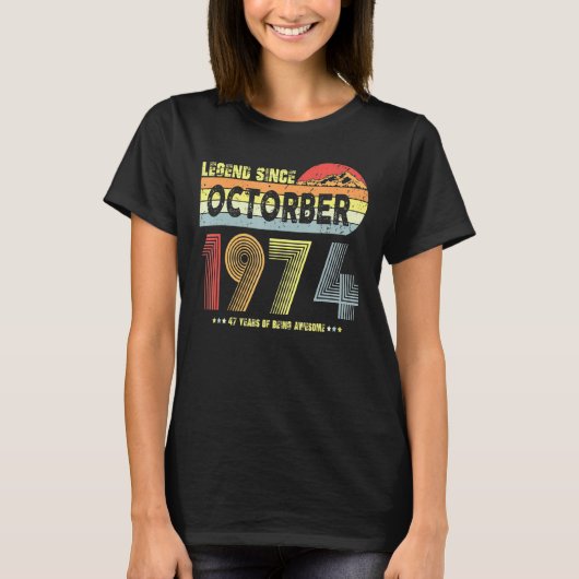 第47誕生日伝説1974年10月以来ヴィンテージ4 Tシャツ (正面)