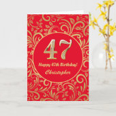 第47誕生日赤・金ゴールド花柄 カード (黄色い花)