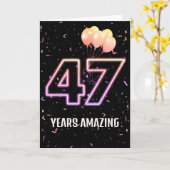 第47誕生日風船と紙吹雪 カード (黄色い花)