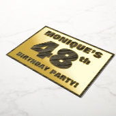 第48回バースデーパーティー – はっきりした、ウッドフェイク・グレイン文字 箔招待状 (回転した状態)