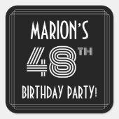 第48回バースデーパーティー:アールデコスタイルと名前をカスタムする スクエアシール (正面)