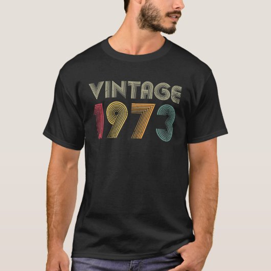 第48回誕生日ギフトヴィンテージ1973年クラシック男性女性 Tシャツ (正面)