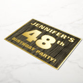 第48回誕生日パーティーはっきりした:木目フェイク模様 箔招待状 (回転した状態)