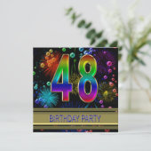 第48回誕生日パーティー招待(バブル付き) 招待状 (スタンド正面)