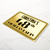 第48回誕生日パーティー：アールデコの外観"48"と名前 箔招待状 (回転した状態)