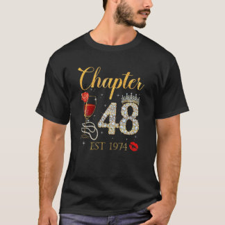 第48章EST 1974 48誕生日レッドローズW Tシャツ
