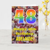 第48誕生日; 素朴な紅葉; 虹"48" カード (黄色い花)