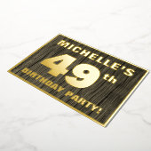 第49回バースデーパーティーはっきりした:,木目フェイク模様 箔招待状 (回転した状態)