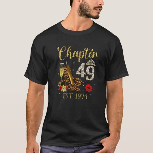 第49章EST 1974 49誕生日ワインレオパ Tシャツ (正面)