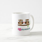 第49結婚記念日のフクロウ コーヒーマグカップ (正面右)