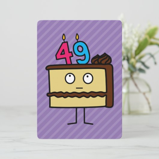 第49蝋燭が付いているお誕生日ケーキ 招待状 (スタンド正面)