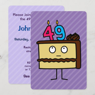 第49蝋燭が付いているお誕生日ケーキ 招待状