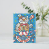 第4 7月のやじり声フクロウの、鳥、休日の郵便はがき シーズンポストカード (スタンド正面)