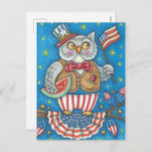 第4 7月のやじり声フクロウの、鳥、休日の郵便はがき シーズンポストカード (正面/裏面)