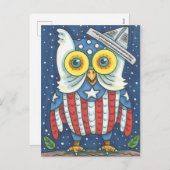 第4 7月のアメリカのフクロウの、鳥、休日の郵便はがき シーズンポストカード (正面/裏面)