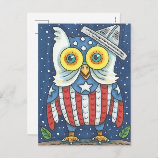 第4 7月のアメリカのフクロウの、鳥、休日の郵便はがき シーズンポストカード (正面/裏面)