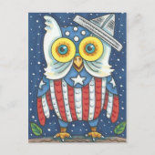 第4 7月のアメリカのフクロウの、鳥、休日の郵便はがき シーズンポストカード (正面)
