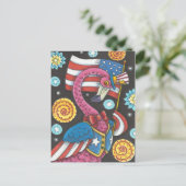 第4 7月のピンクのフラミンゴの、休日の郵便はがき シーズンポストカード (スタンド正面)