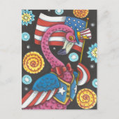 第4 7月のピンクのフラミンゴの、休日の郵便はがき シーズンポストカード (正面)