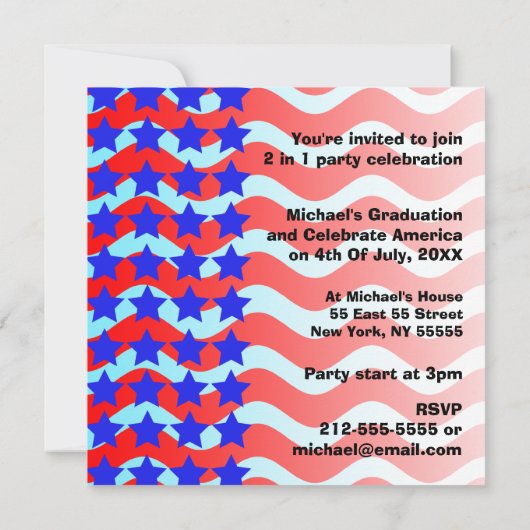 第4 7月の卒業のパーティの招待状の帽子の 招待状 (裏面)