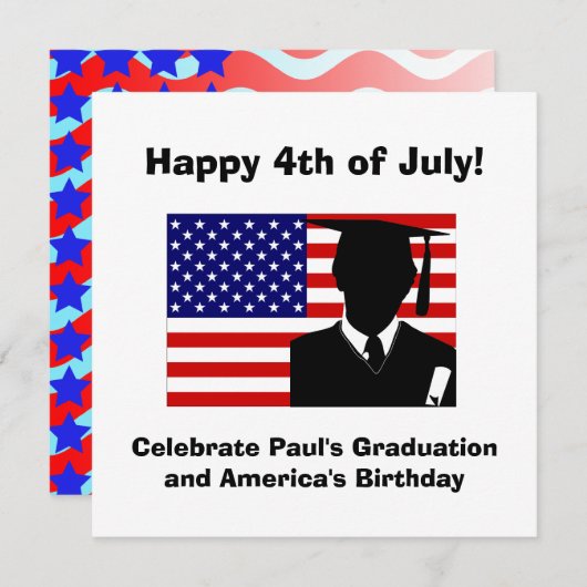 第4 7月の卒業のパーティの招待状の男の子の 招待状 (正面/裏面)