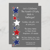 第4 7月の招待状(赤く白いおよびブルースター)の 招待状 (正面/裏面)