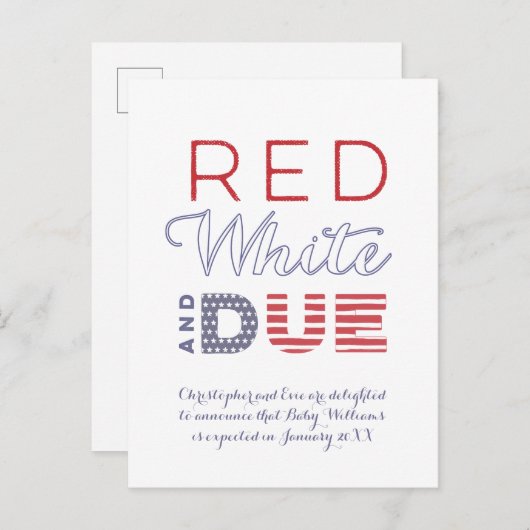 第4 7月の独立記念日の労働者の日の妊娠 案内ポストカード (正面/裏面)