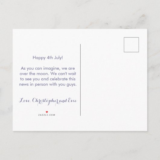 第4 7月の独立記念日の労働者の日の妊娠 案内ポストカード (裏面)