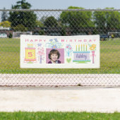 第5かわいらしガーリー誕生日バナー 横断幕 (インサイチュ)