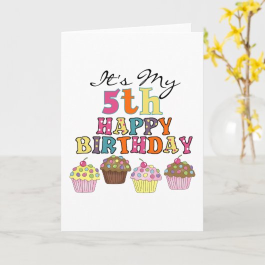 第5かわいらし誕生日Tシャツとギフト カード (黄色い花)