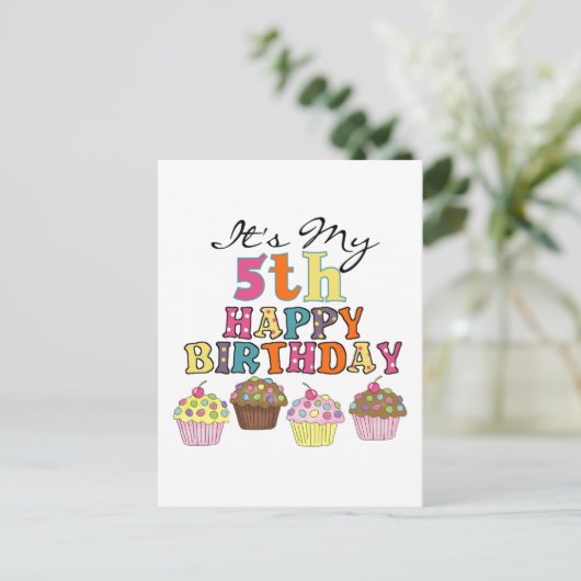 第5かわいらし誕生日Tシャツとギフト ポストカード (スタンド正面)