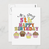 第5かわいらし誕生日Tシャツとギフト ポストカード (正面/裏面)