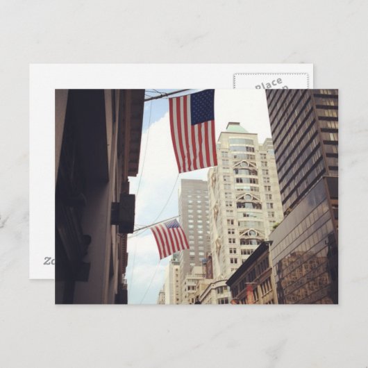 第5アベニューアメリカンフラッグNYCニューヨーク ポストカード (正面/裏面)