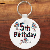 第5ソックス猿の野球の誕生日 キーホルダー (正面)