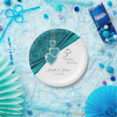 第5ターコイズ結婚記念日デザイン ペーパープレート (パーティー)
